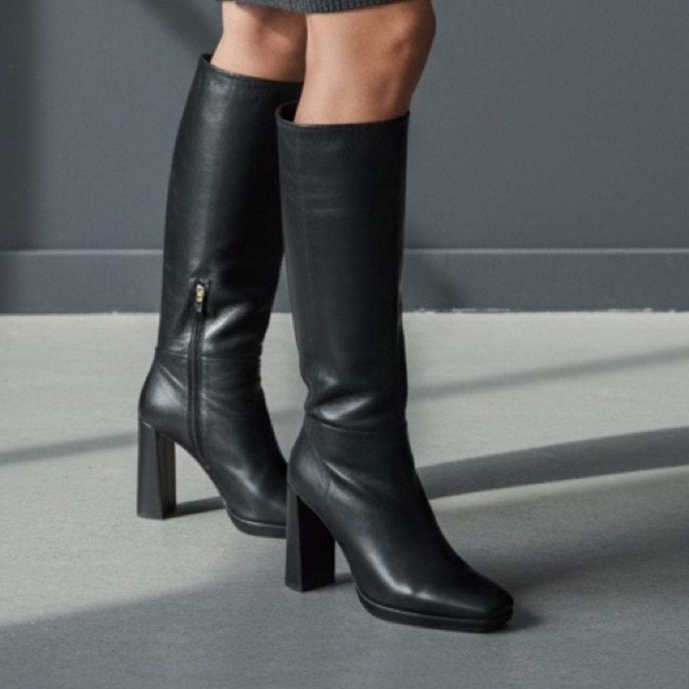 Prada calfskin knee high boots